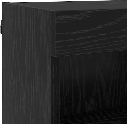 Living Room TV Unit with Showcase & Lighting Black Beech L100xW30xH30cm