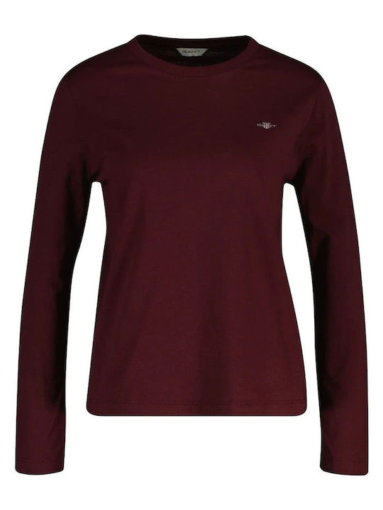 Women's Blouse Cotton Long Sleeve Burgundy