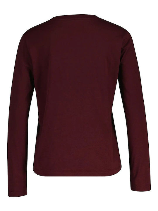 Women's Blouse Cotton Long Sleeve Burgundy