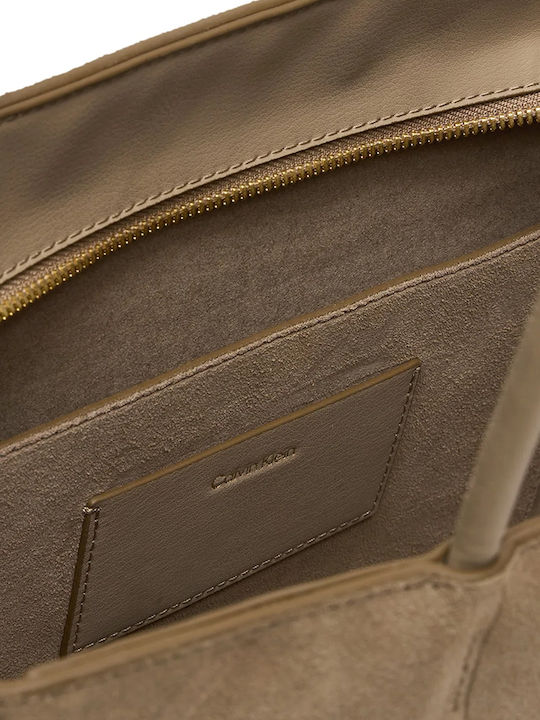 Suede Embossed Emblem Leder Damentasche Tote Handtasche Puro