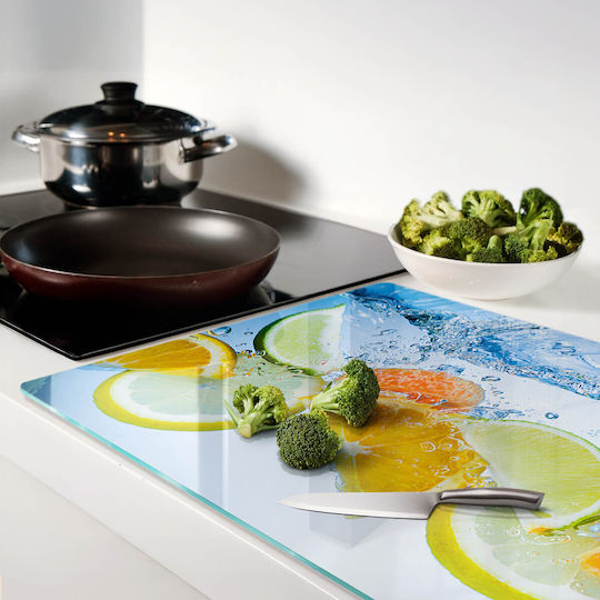 Glass Kitchen Cutting Board Counter Protection Water Citrus 80x52 Cm