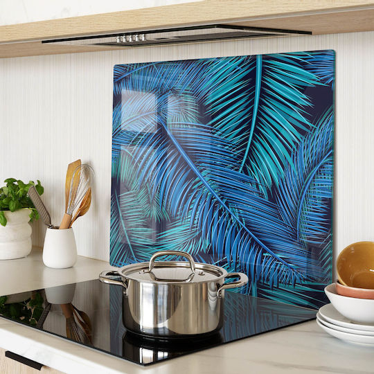 Glass Chopping Board Daily Use Palm Leaves 60x52 Cm