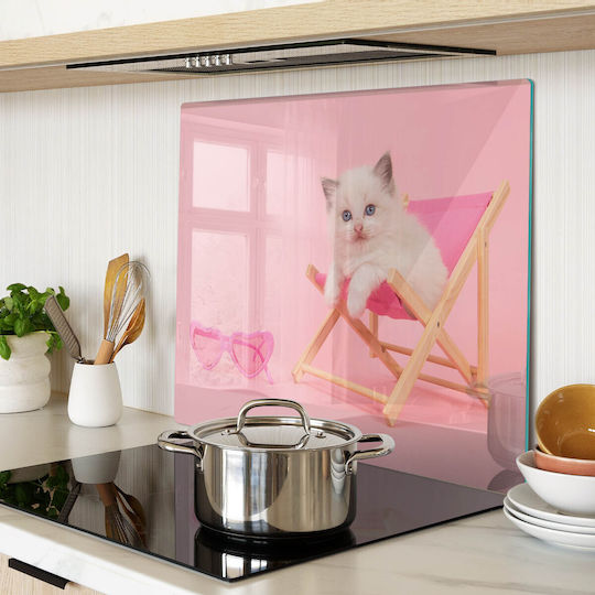 Schneidebrett Schutzfläche Hartes Glas Küchenstuhl Katze 60x52 cm