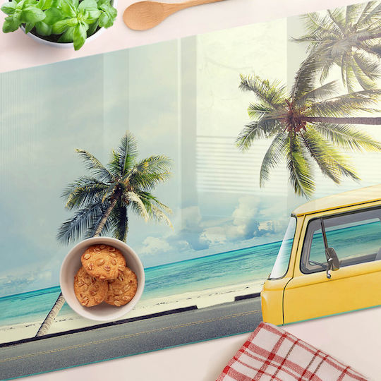 Glass Chopping Board Bus Stop Print On The Beach 80x52 Cm