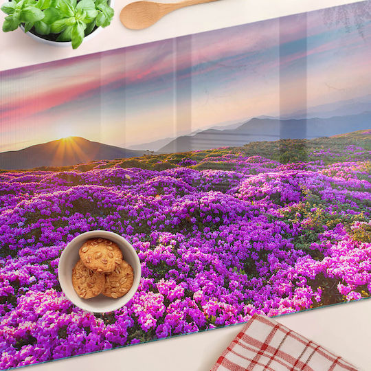 Glass Kitchen Chopping Surface Flower Design In The Mountains 80x52 Cm
