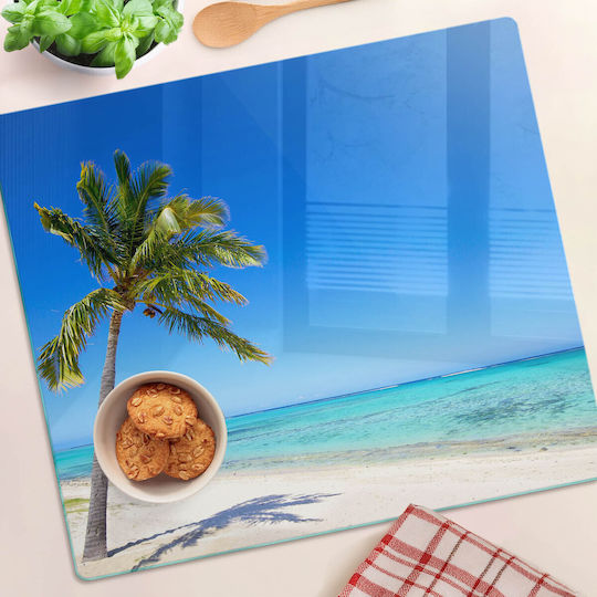 Tocătoare De Bucătărie Din Sticlă Rezistentă Sticlă Securizată Plajă Tropicală 60x52 Cm