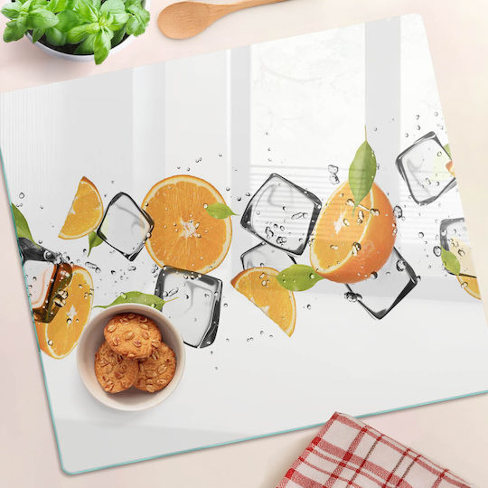 Kitchen Counter Protection Plate Tempered Orange Glass Ice 60x52 Cm
