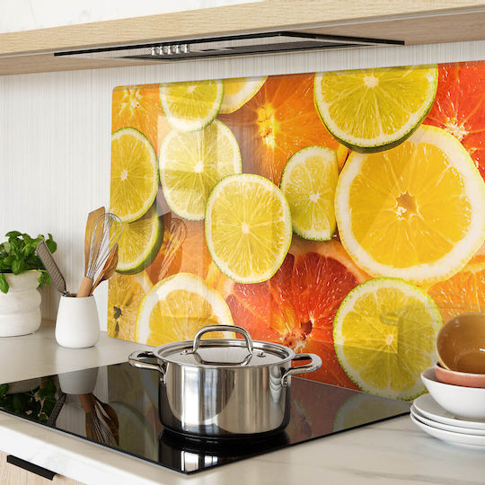 Glass Kitchen Counter Protection Board Tempered Glass Citrus 80x52 Cm