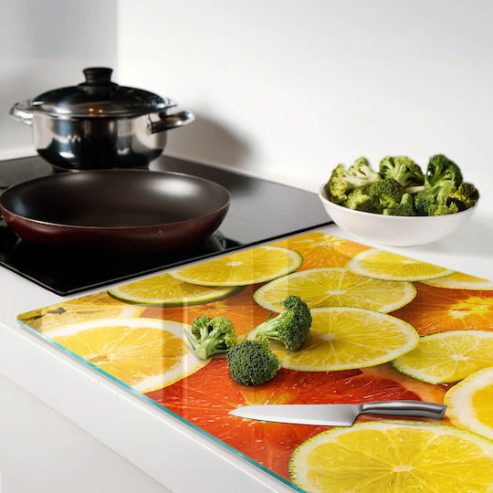 Glas Schneidebrett Schutzplatte Für Küchenarbeitsplatte Gebratenes Glas Orangen 80x52 cm