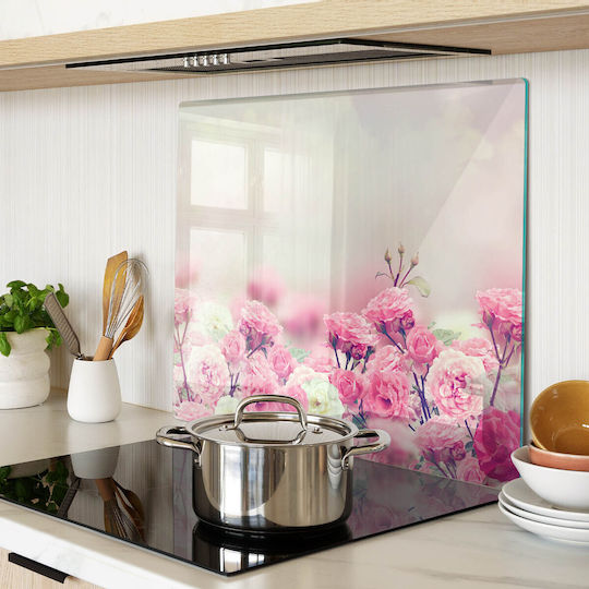 Elegant Glass Kitchen Chopping Board Wild Rose Flowers 60x52 Cm