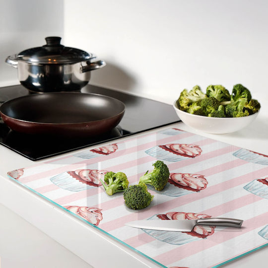 Glass Kitchen Cutting Board Decorative Design Tempered Glass Muffins 60x52 Cm