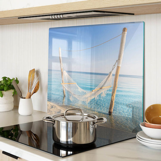 Glass Chopping and Serving Board Swing Next to the Sea 60x52 Cm