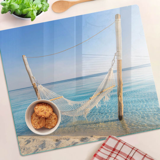 Placă De Tăiat Din Sticlă Pentru Servire Balansoar Lângă Mare 60x52 Cm