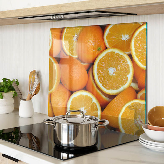 Glass Kitchen Cutting Board High Strength Tempered Glass Half Oranges 60x52 Cm
