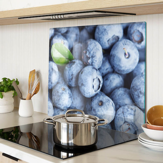 Protective Kitchen Counter Plate Safety Tempered Glass Blueberry 60x52 Cm