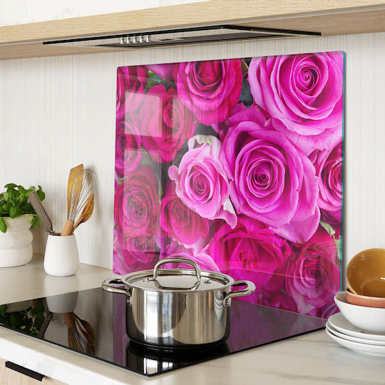 Glass Kitchen Cutting Board Safety Tempered Glass Rose Bouquet 60x52 Cm