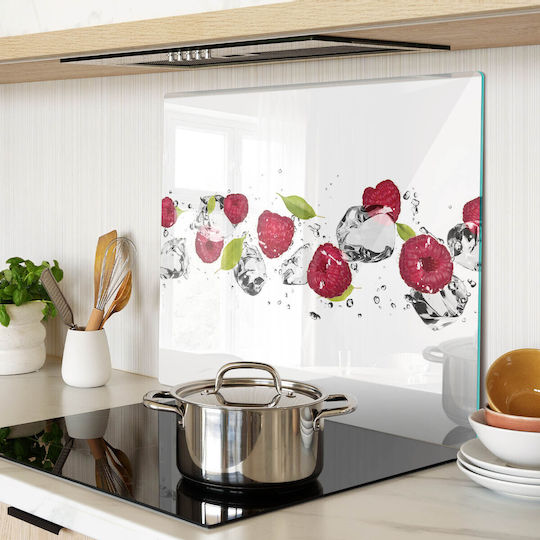 Decorative Glass Kitchen Board High Quality Raspberry Water 60x52 Cm