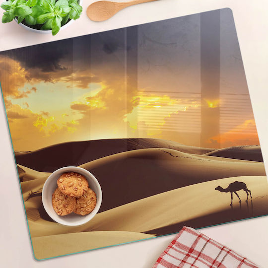 Glas Schneidebrett Küche Druck Gehärtetes Glas Sahara Kamel 60x52 cm