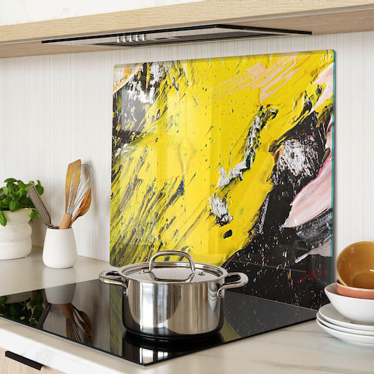 Durable Counter Protection Surface Tempered Glass Abstract Texture 60x52 Cm