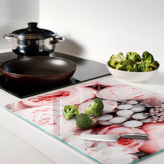 Glass Kitchen Board Protection Decoration Bouquet of Flowers 60x52 Cm