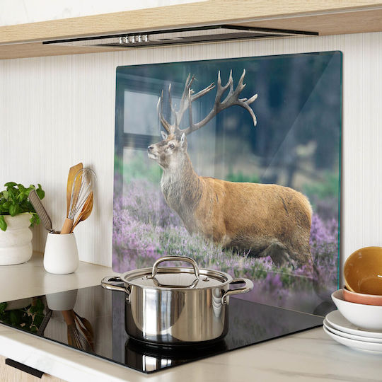 Glass Chopping Board Deer Print Design On Lavender 60x52 Cm