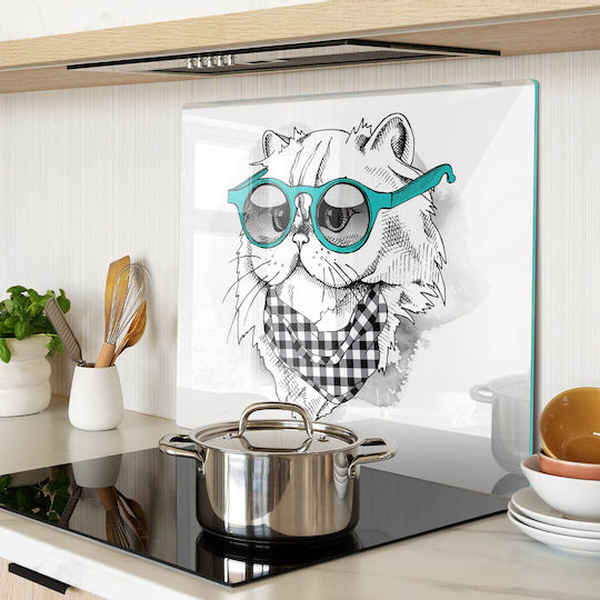 Glass Kitchen Surface Tempered Glass Cat Glasses 60x52 Cm
