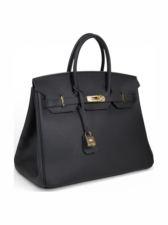 Leder Damentasche Handtasche Schwarz