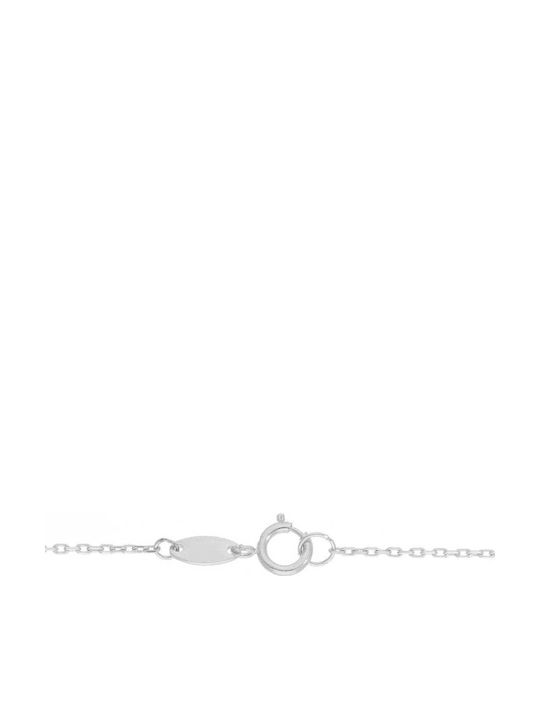 Mentzos Necklace from White gold 9 K with Zircon