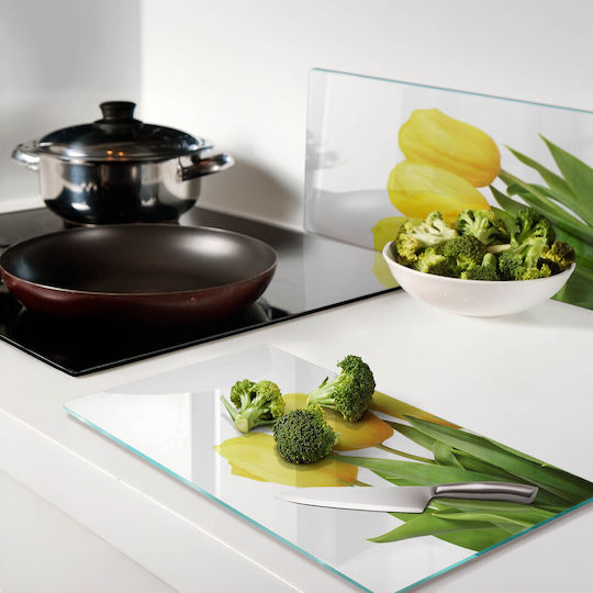 Glass Kitchen Cutting Board Print Tempered Glass Yellow Tulips 2x30x52 Cm