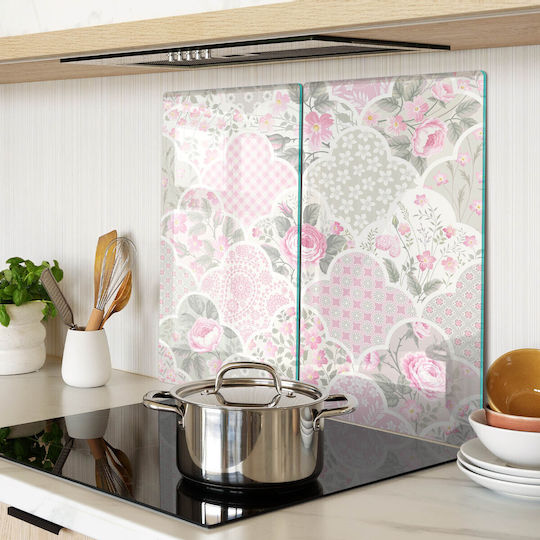 Glass Serving Chopping Board Roses Decorations 2x30x52 Cm