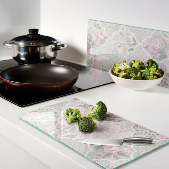 Glass Serving Chopping Board Roses Decorations 2x30x52 Cm