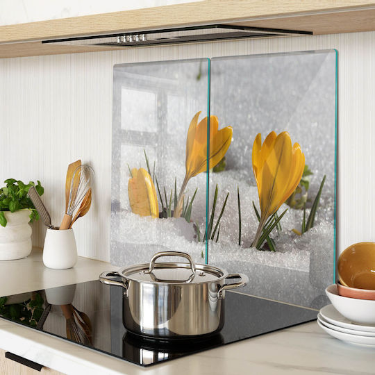 Counter Protection Surface Tempered Glass Kitchen Yolk On Snow 2x30x52 Cm