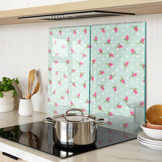 Glass Decorative Protective Kitchen Counter Chopping Board Wheels 2x30x52 Cm