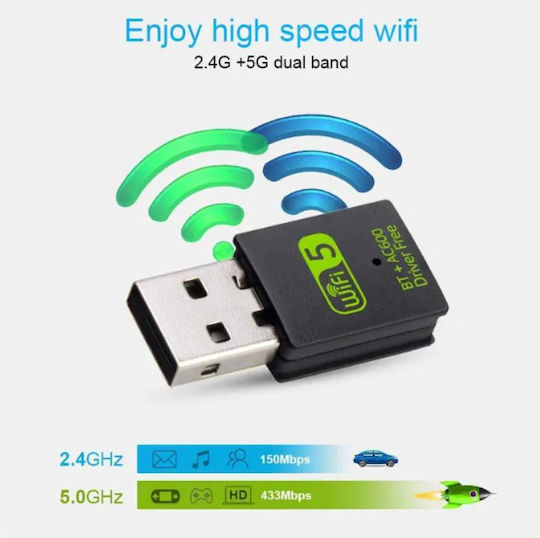 K605 USB Network Adapter with Wireless Wi-Fi Connection 600Mbps