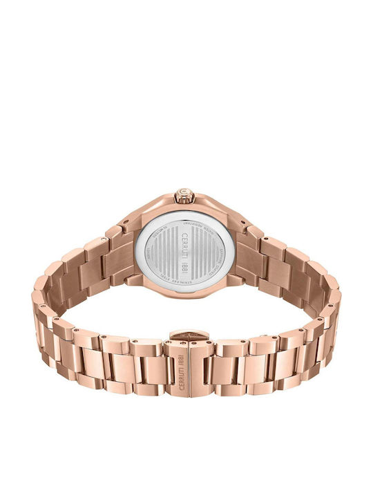 Cerruti Crystals Ceas de Damă cu Rose Gold Brățară Metalică