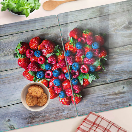 Glass Chopping Surface Design Fruit Heart Print 2x40x52 Cm
