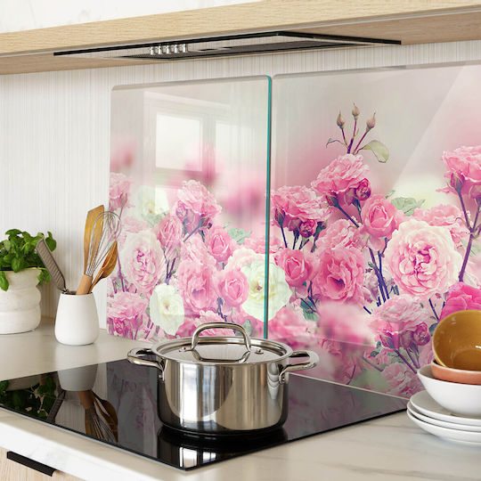 Modern Glass Chopping Board Wild Rose Flowers 2x40x52 Cm