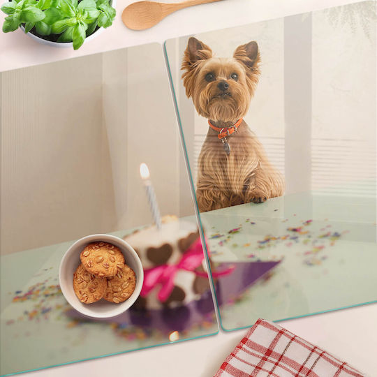 Robustes Dekoratives Glas Schneidebrett Küchen Hund Kuchen 2x40x52 cm