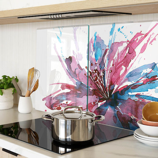 Glass Kitchen Chopping Surface Abstract Flower Design 2x40x52 Cm