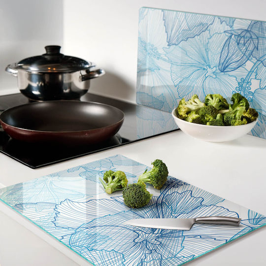 Glass Kitchen Counter Protection Surface Hawaiian Flowers 2x40x52 Cm