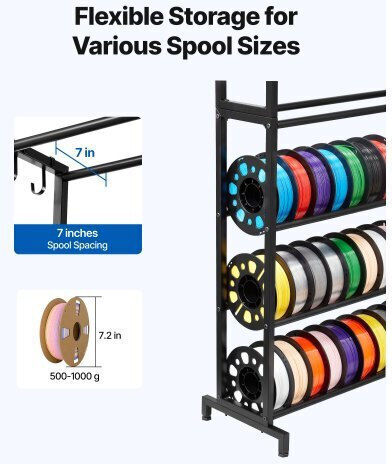 Ράφι Αποθήκευσης Νημάτων Εκτυπωτή 3d Vevor 7 Επίπεδα Βαρέως Τύπου Ράφια Αποθήκευσης Νήματα 3d Εκτύπωσης Βάσεις Ρολλών Νημάτων Στούντιο 3d Εκτύπωσης Οικιακό Στούντιο Γραφείο Εργαστήριο Μόνο Ράφι
