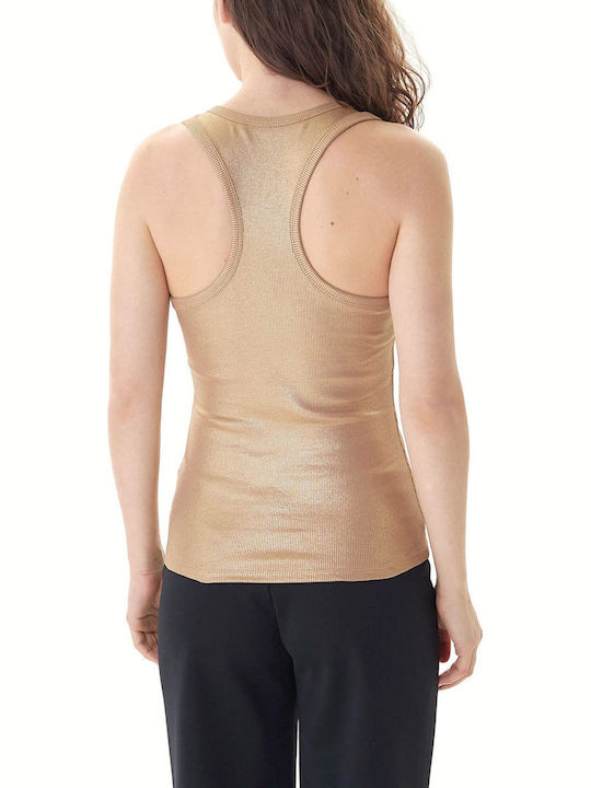 Logo Women's Blouse Cotton Sleeveless Gold