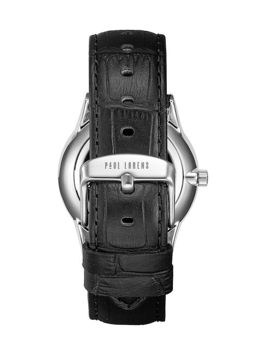 Paul Lorens Men's Watch 41mm Battery with Black Leather Strap