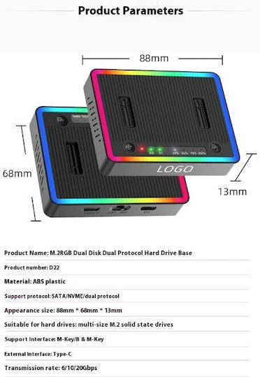 Docking Station for Hard Drives PCIe/SATA with Connection USB 3.2 (1-PER0128)