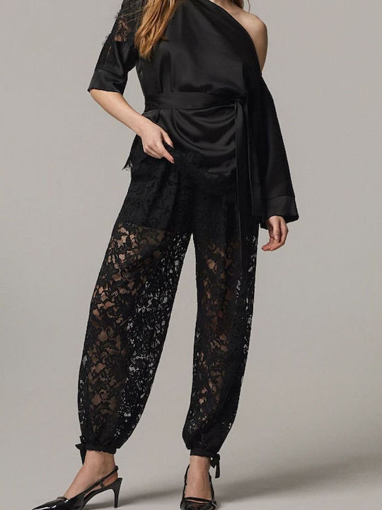 Damen Stoff Hose Black