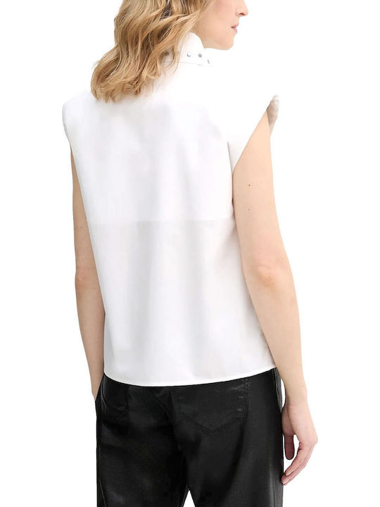 Sleeveless Women's Cotton Shirt White