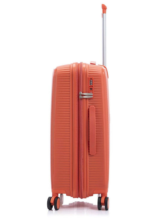 RCM Large Hard Orange Suitcase with 4 Wheels