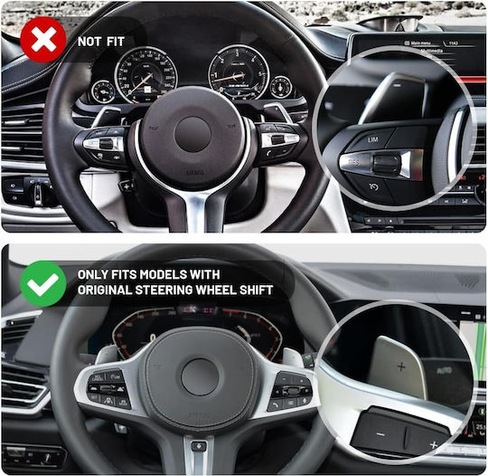 Set Extensii Pentru Palete Schimbător Volan Compatibil Bmw Seria 3 G20 Seria 5 G30 Seria 6 G32 Seria 7 G11 Seria 8 G14 X3 G01 X4 G02 X5 G05 X6 G06 X7 G07 M5 F90 2017-2025 – Aspect Carbon Negru