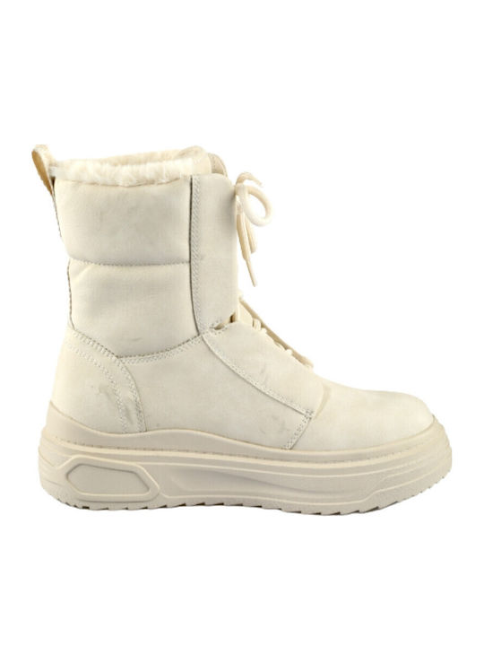 Vectra Leather Women's Ankle Boots Beige