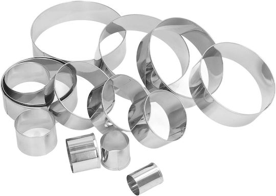 Set 14 Matrițe De Tăiat Aluat Zola Circulare Diverse Mărimi 2.5-11.5 Cm Oțel Inoxidabil Argintiu